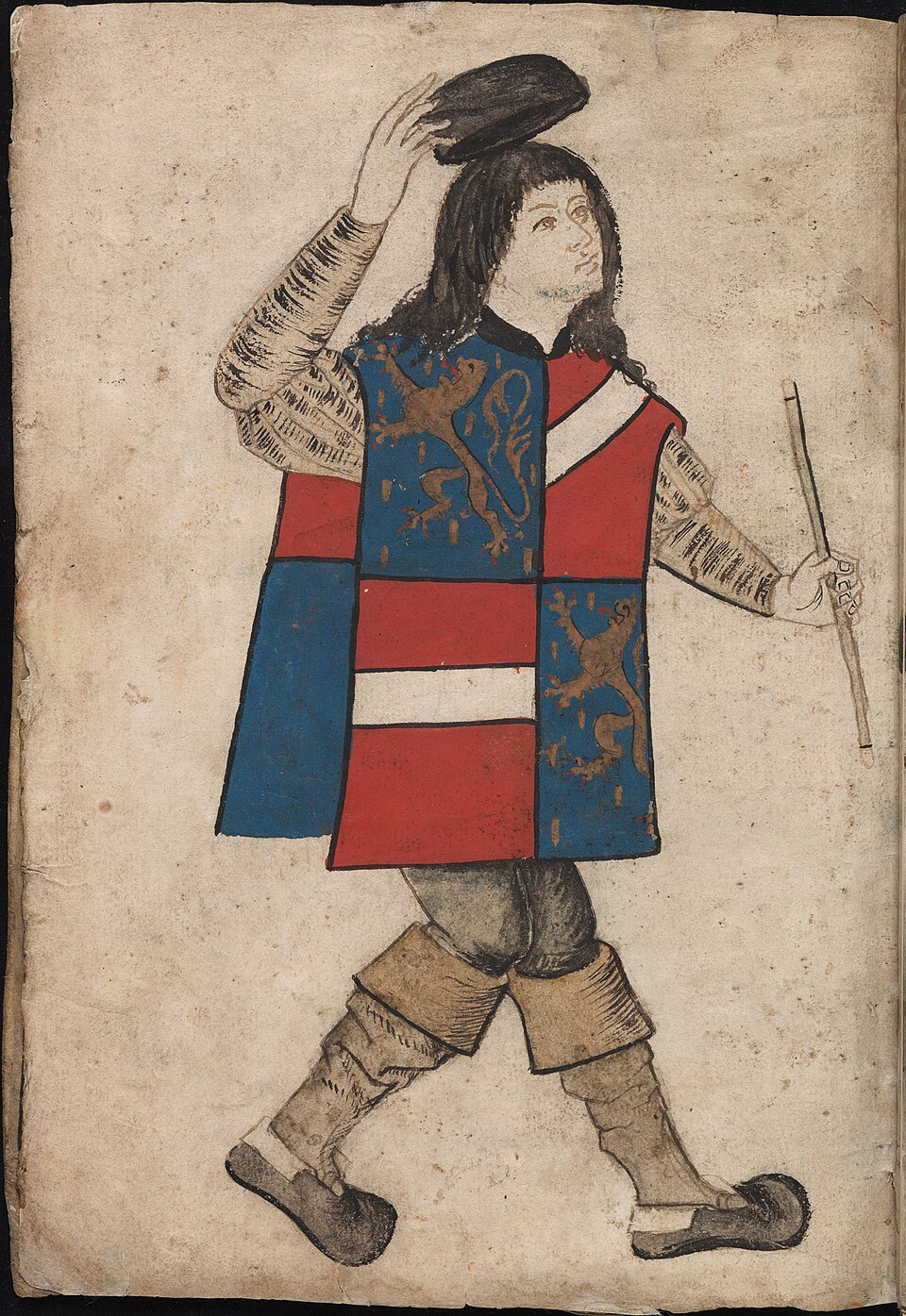 A medieval herald in a heraldic tabard